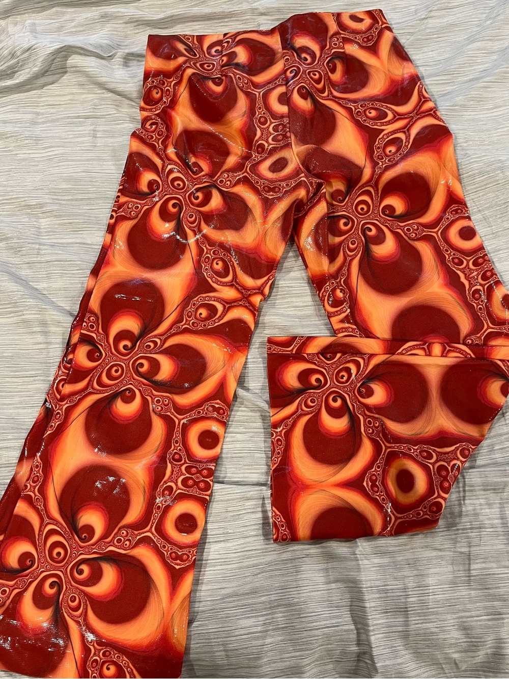 BISOU Retro psychedelic Glossy Wide Leg Pants *EXC CO
